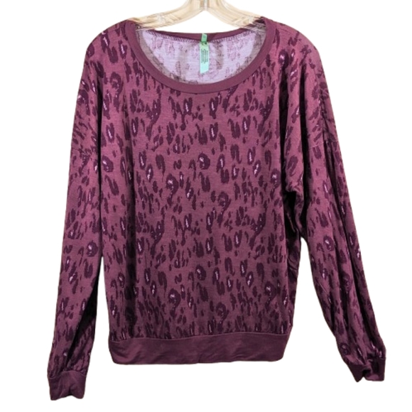 Honeydew PJ Top Leopard Animal Print Burgundy Wine Rayon Spandex - Picture 1 of 11